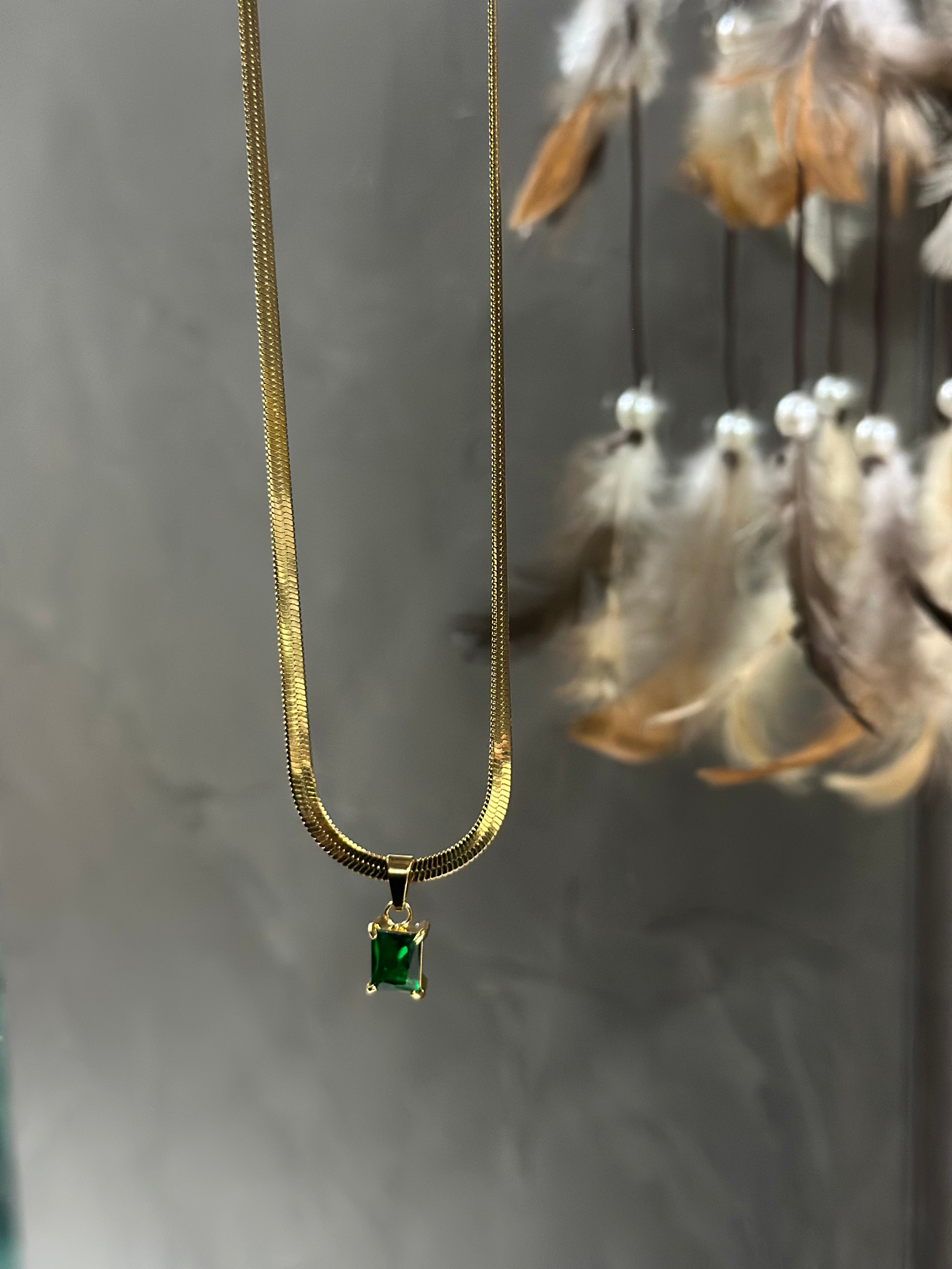 Green Stone snake chain