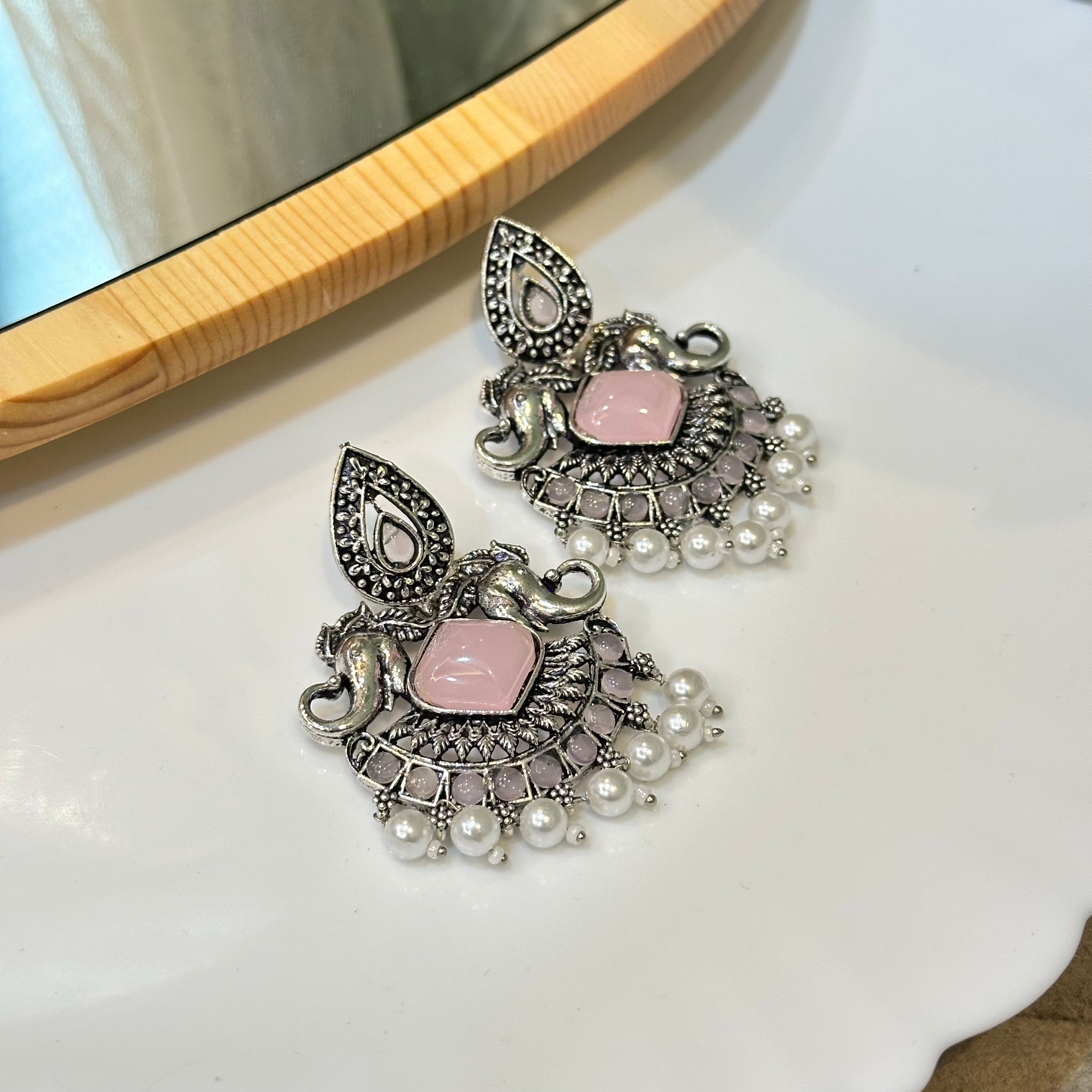 Pink stoned earrings