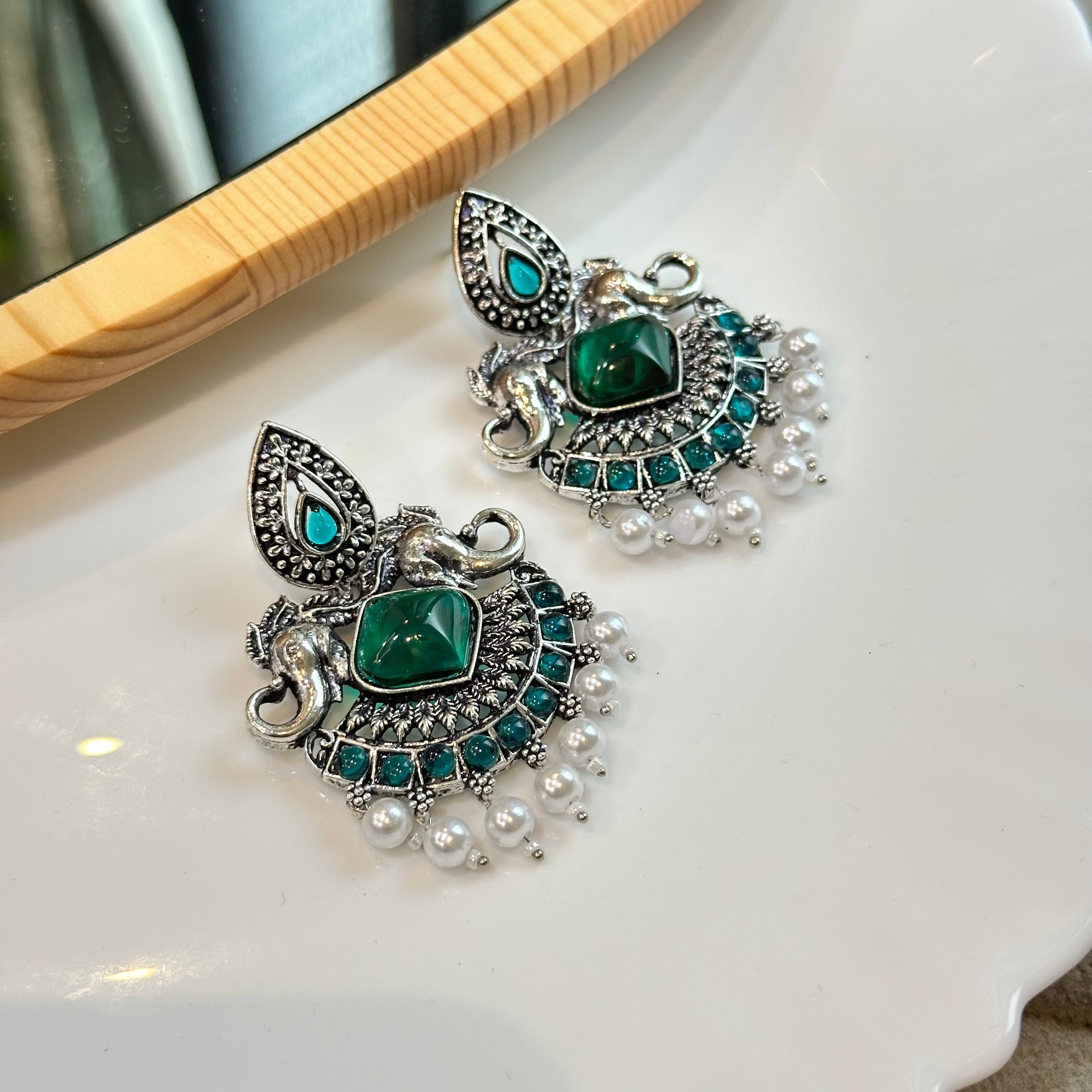 Teal stoned earrings