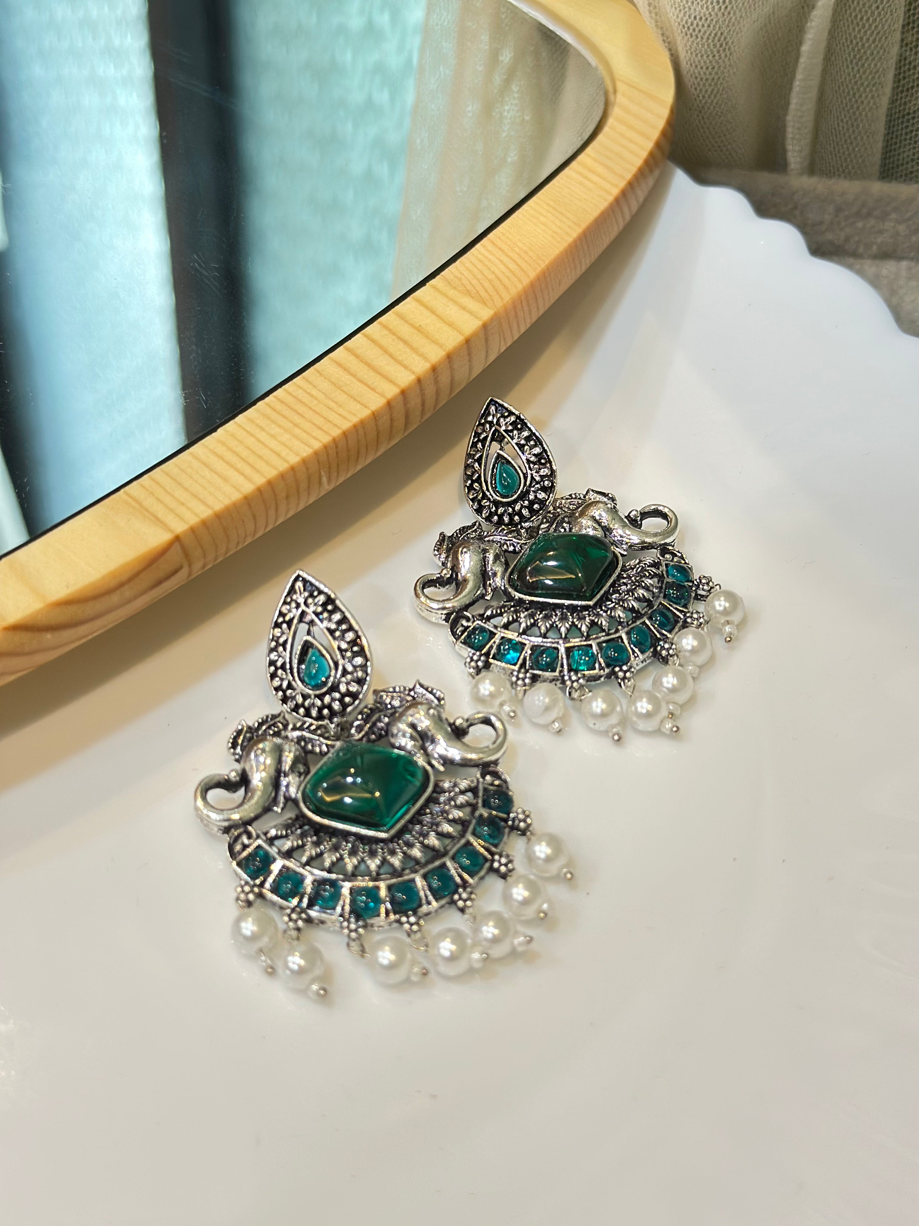 Teal stoned earrings