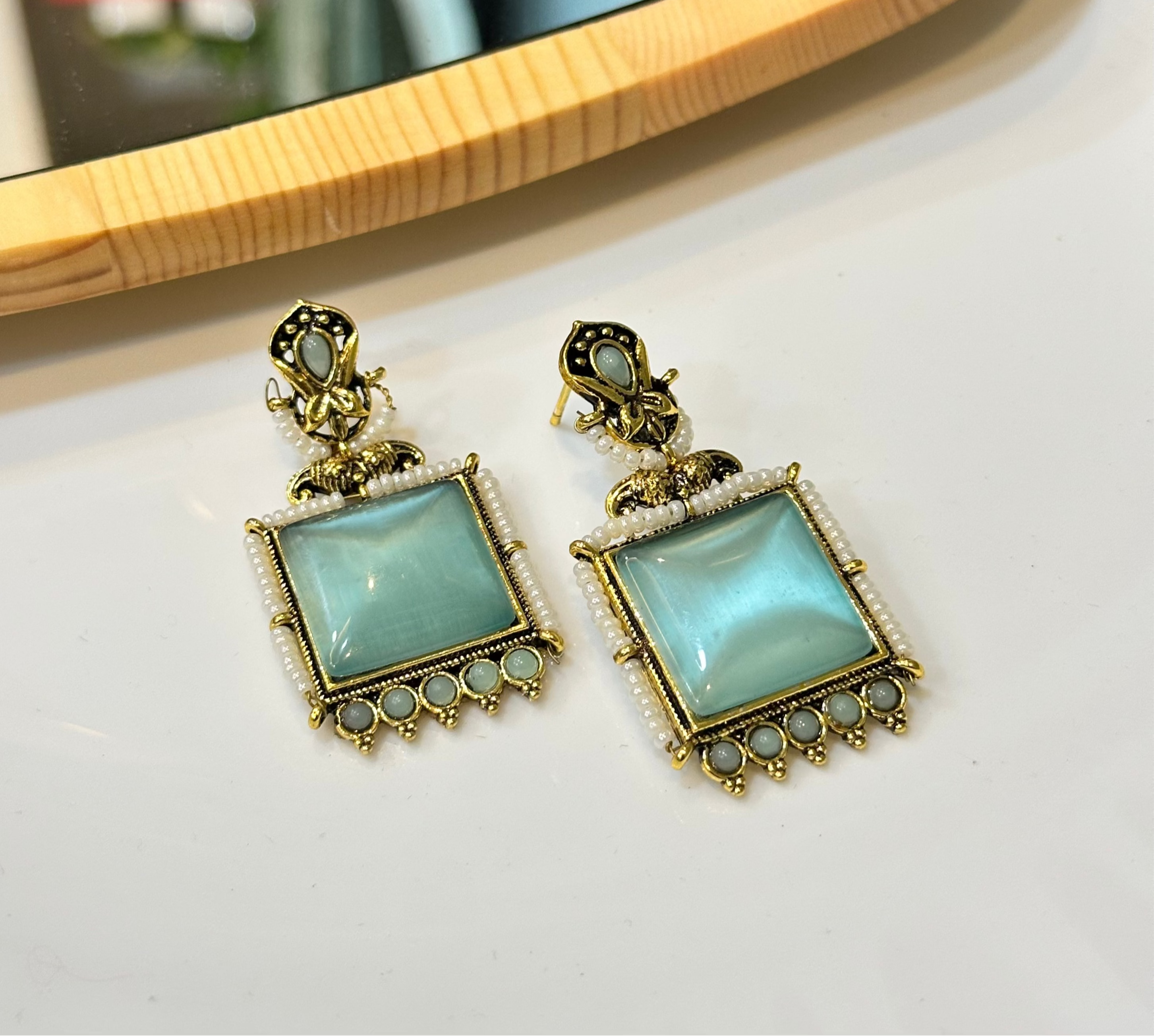 Aqua blue earrings