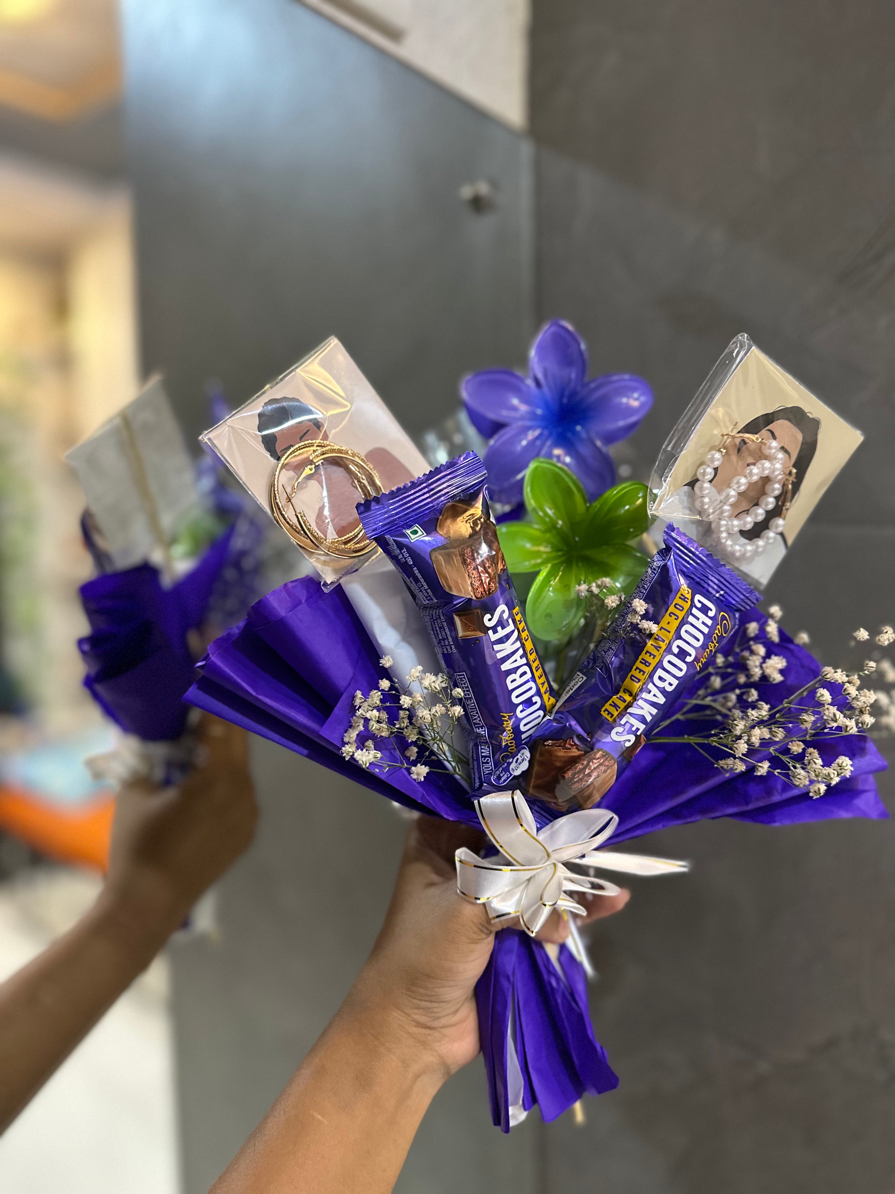 Chocolate and earring bouquet