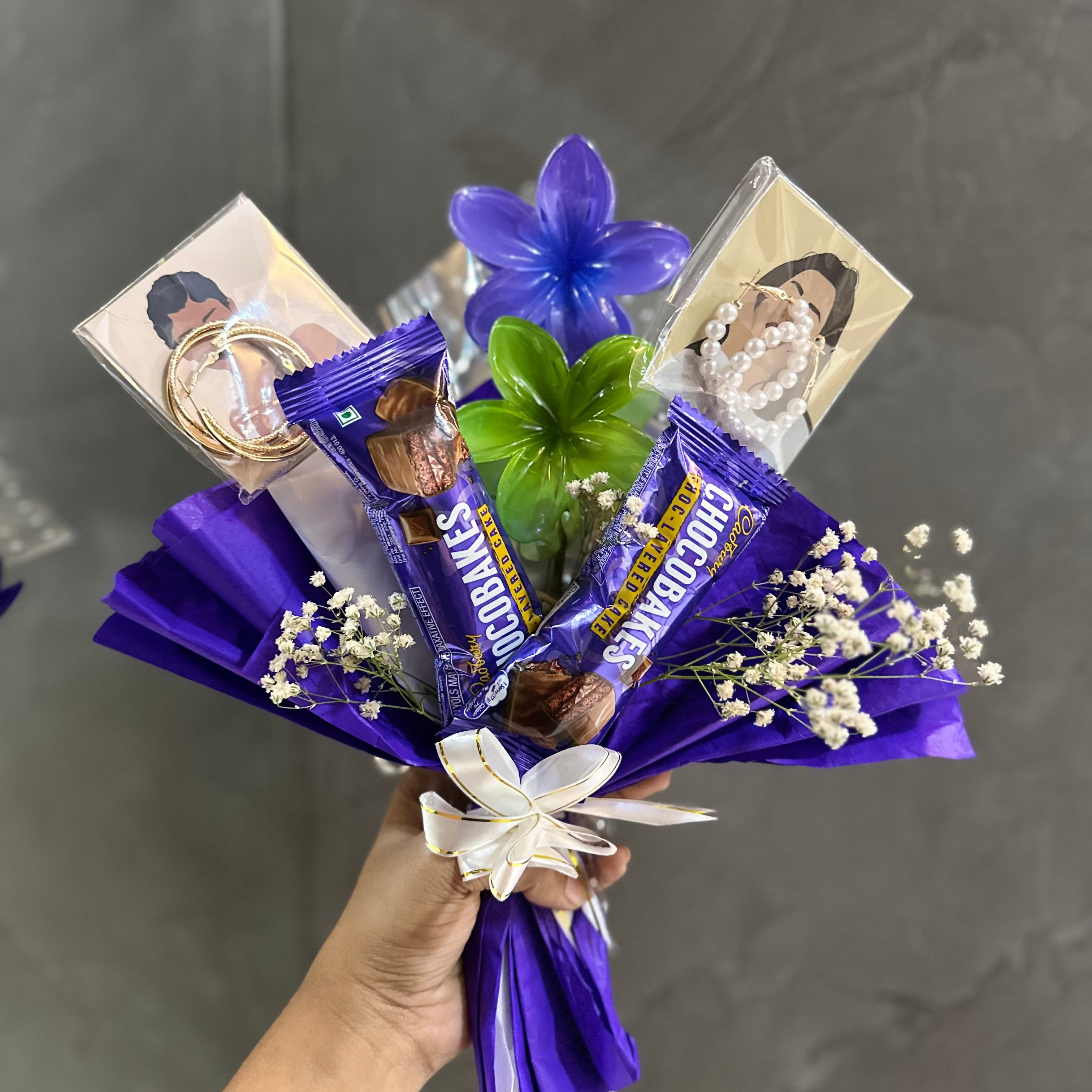 Chocolate and earring bouquet