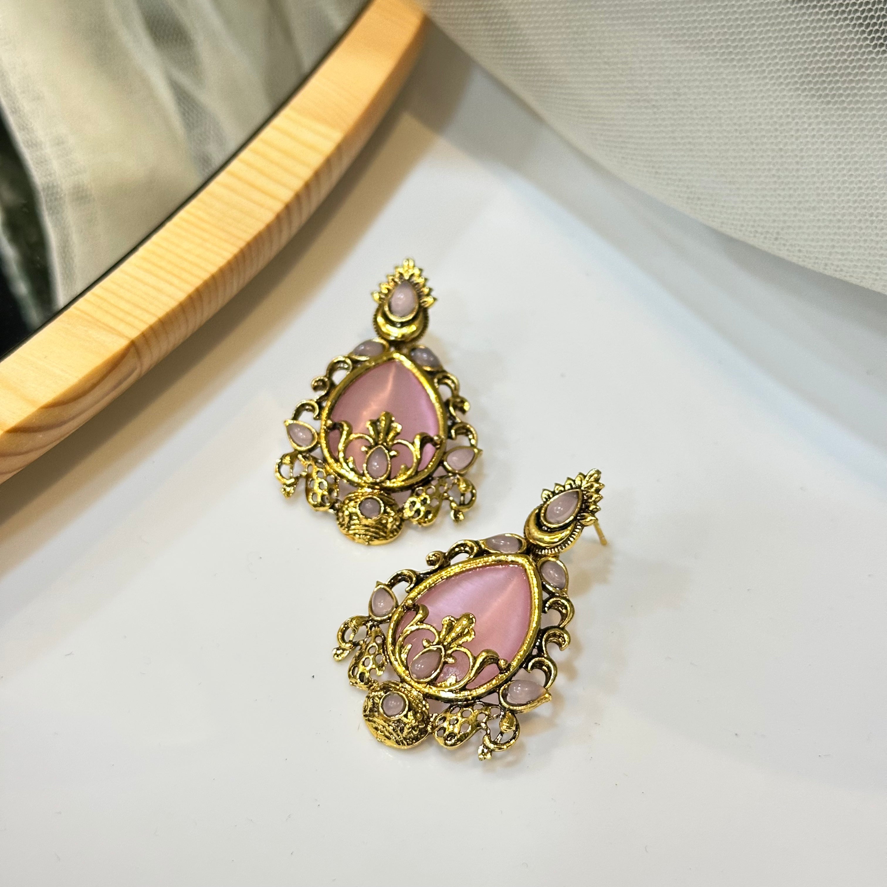 Pink Vintage stud earrings