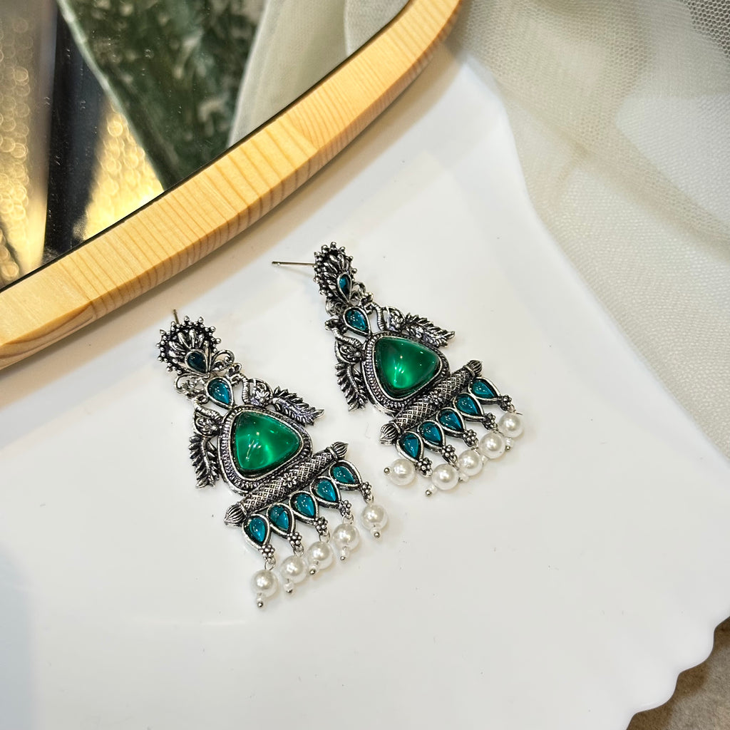 Teal green earrings