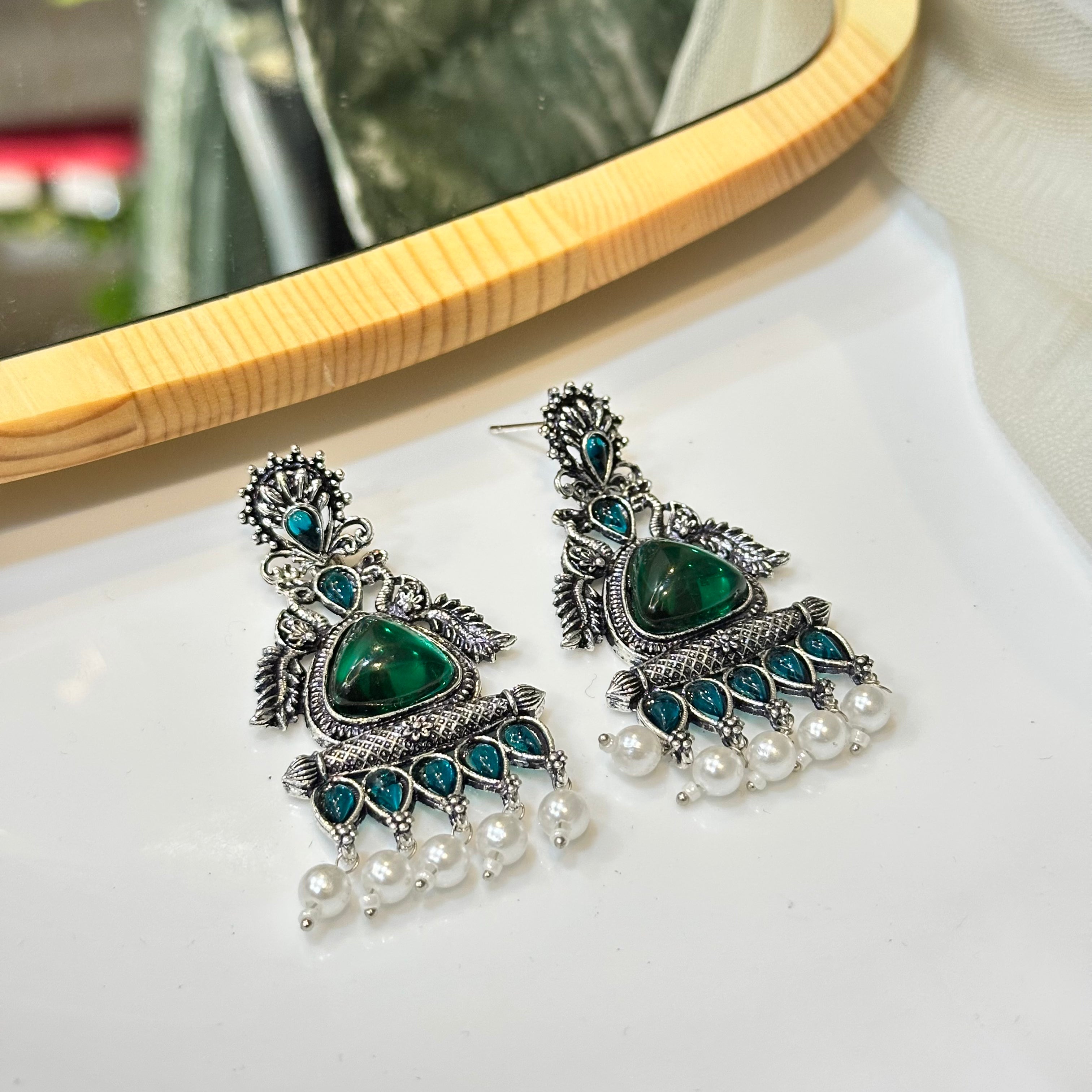 Teal green earrings