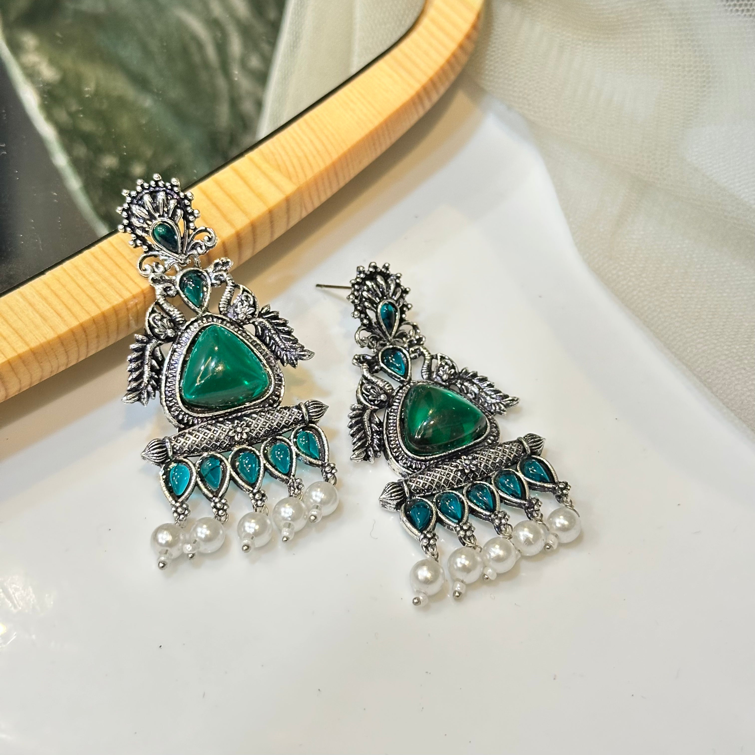 Teal green earrings