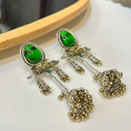 Green brass earrings