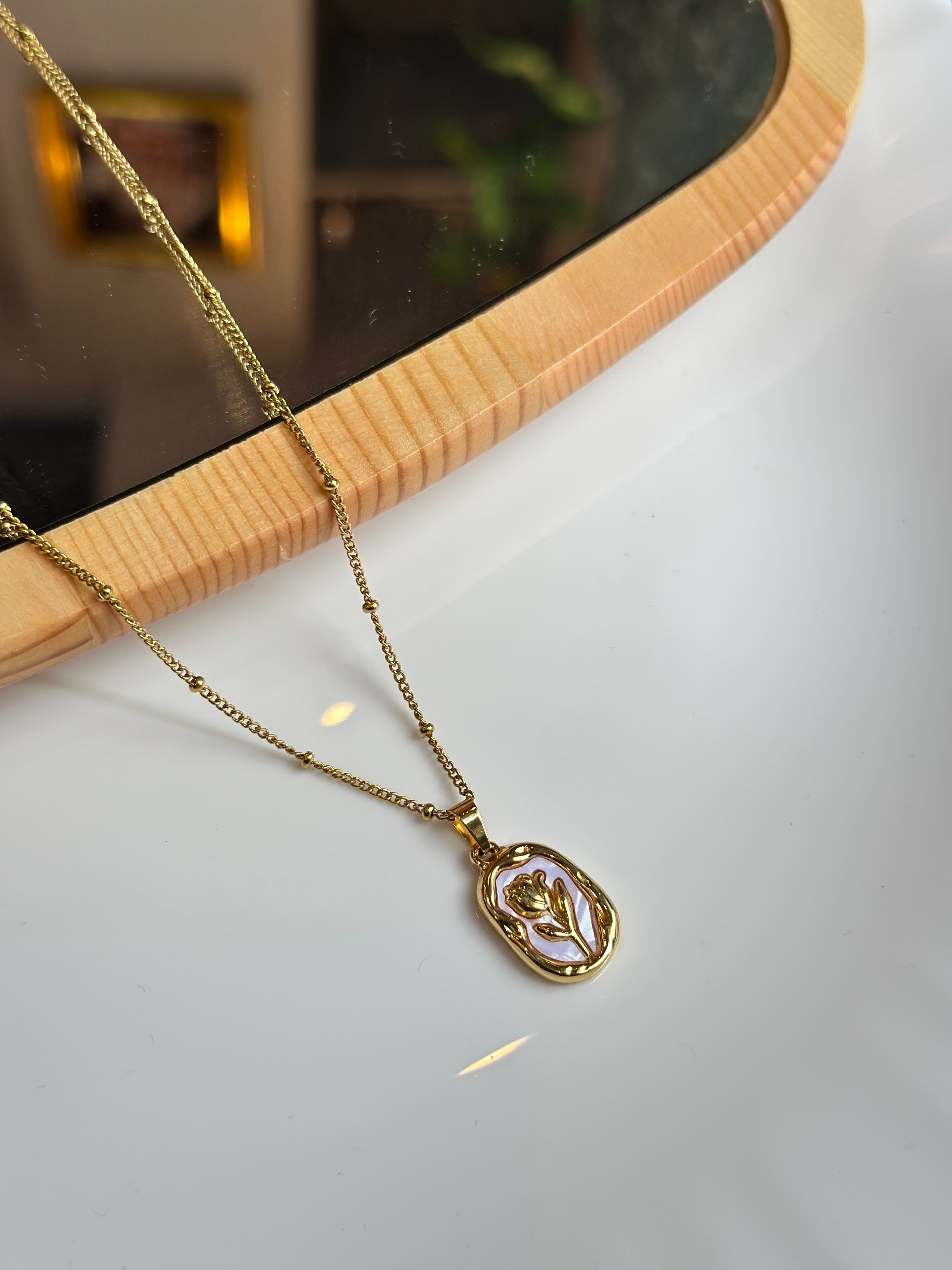Gold rose necklace
